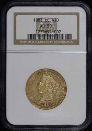 Obverse of this 1883-CC Liberty Head $10 NGC AU-50