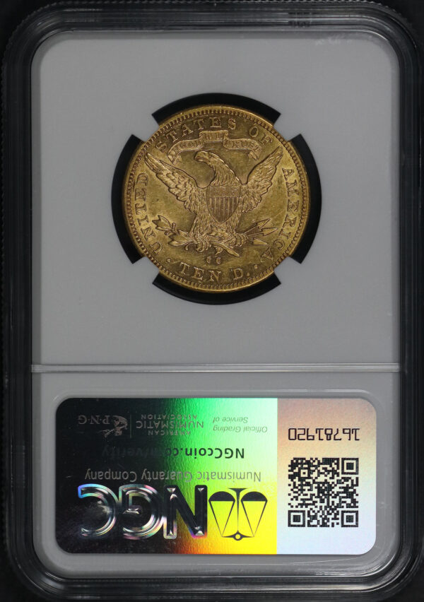 Reverse of this 1884-CC Liberty Head $10 NGC AU-58
