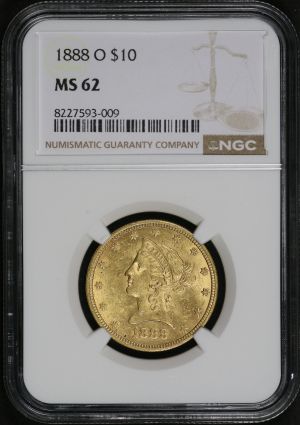 Obverse of this 1888-O Liberty Head $10 NGC MS-62