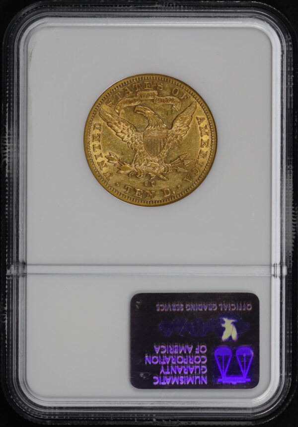 Reverse of this 1890-CC Liberty Head $10 NGC AU-55