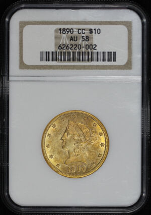 Obverse of this 1890-CC Liberty Head $10 NGC AU-58
