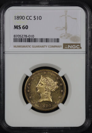 Obverse of this 1890-CC Liberty Head $10 NGC MS-60