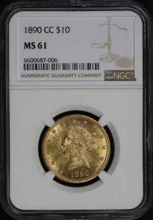 Obverse of this 1890-CC Liberty Head $10 NGC MS-61
