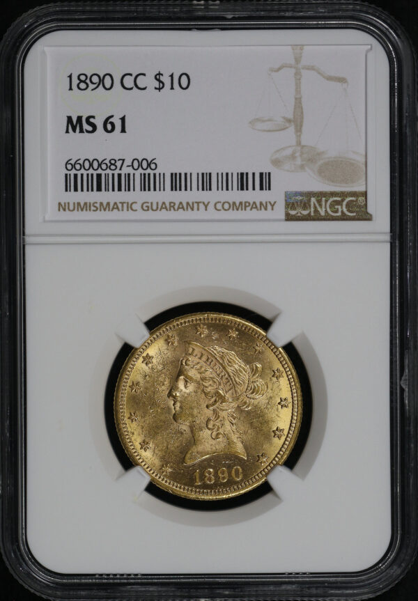 Obverse of this 1890-CC Liberty Head $10 NGC MS-61