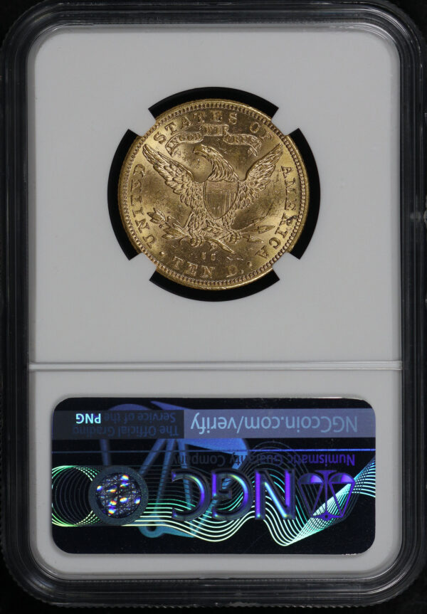 Reverse of this 1890-CC Liberty Head $10 NGC MS-61