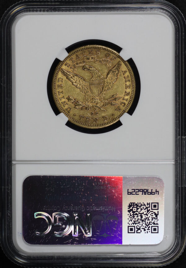 Reverse of this 1891-CC Liberty Head $10 NGC AU-55