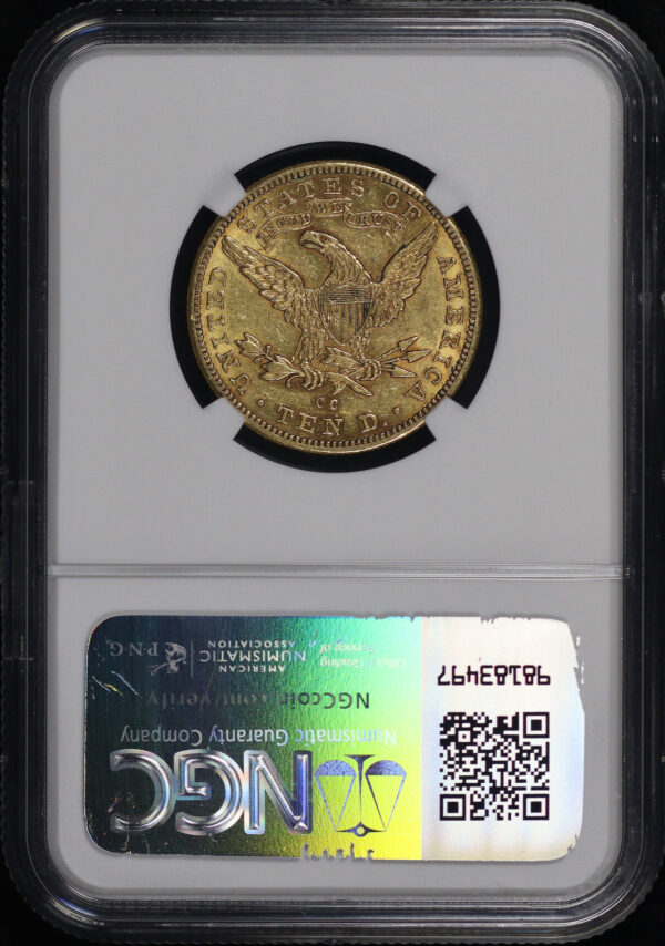 Reverse of this 1891-CC Liberty Head $10 NGC AU-55