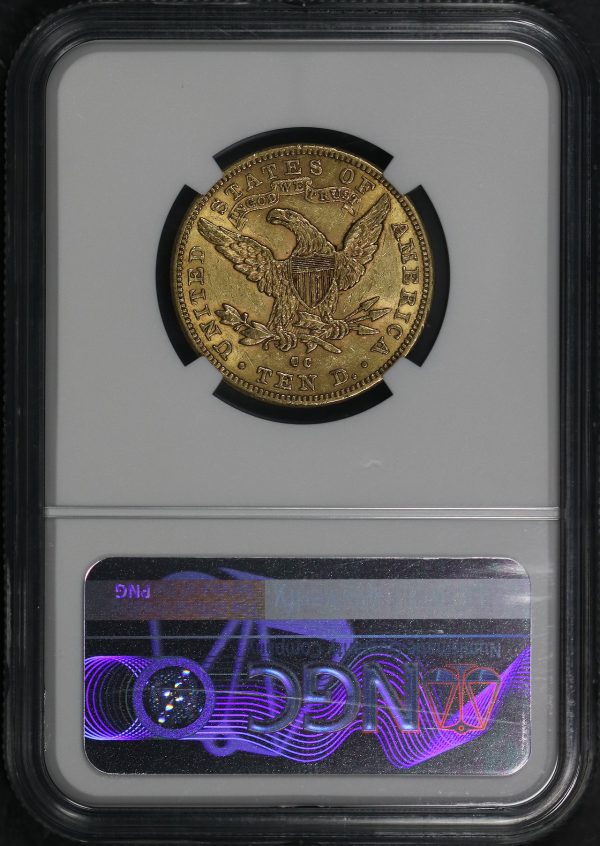 Reverse of this 1891-CC Liberty Head $10 NGC AU-58