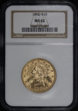 Obverse of this 1892 Liberty Head $10 NGC MS-62