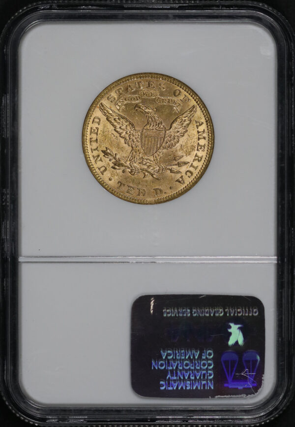 Reverse of this 1892 Liberty Head $10 NGC MS-62