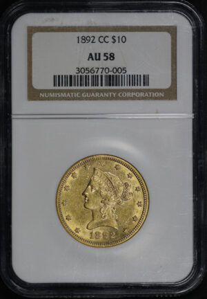Obverse of this 1892-CC Liberty Head $10 NGC AU-58