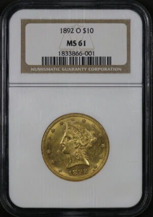 Obverse of this 1892-O Liberty Head $10 NGC MS-61