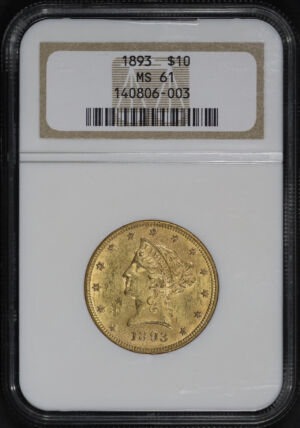 Obverse of this 1893 Liberty Head $10 NGC MS-61