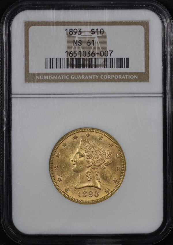 Obverse of this 1893 Liberty Head $10 NGC MS-61