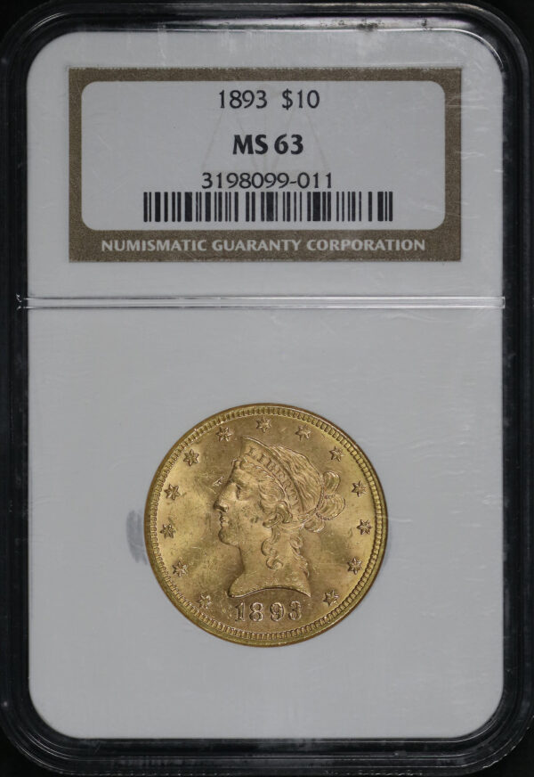 Obverse of this 1893 Liberty Head $10 NGC MS-63