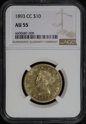 Obverse of this 1893-CC Liberty Head $10 NGC AU-55