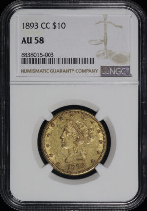 Obverse of this 1893-CC Liberty Head $10 NGC AU-58
