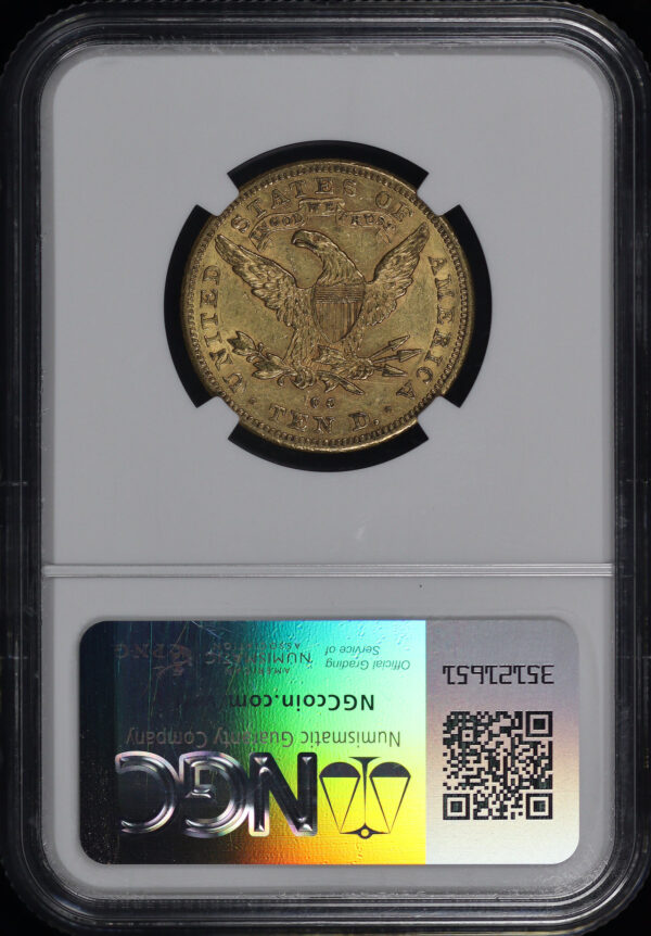Reverse of this 1893-CC Liberty Head $10 NGC AU-58