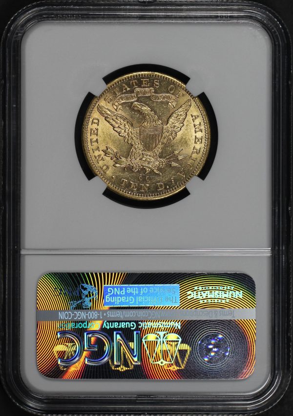Reverse of this 1893-CC Liberty Head $10 NGC MS-60