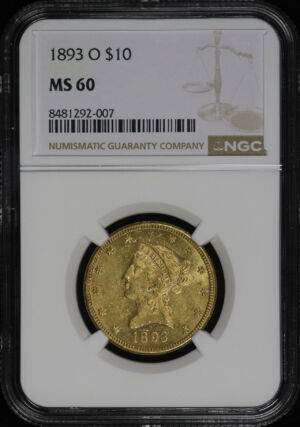 Obverse of this 1893-O Liberty Head $10 NGC MS-60