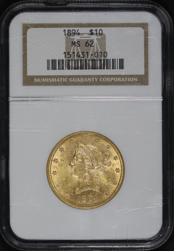 Obverse of this 1894 Liberty Head $10 NGC MS-62