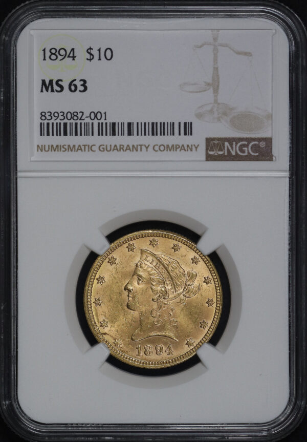 Obverse of this 1894 Liberty Head $10 NGC MS-63