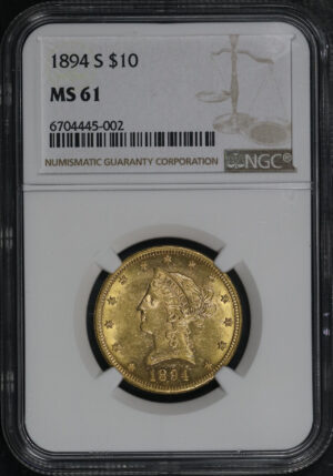 Obverse of this 1894-S Liberty Head $10 NGC MS-61