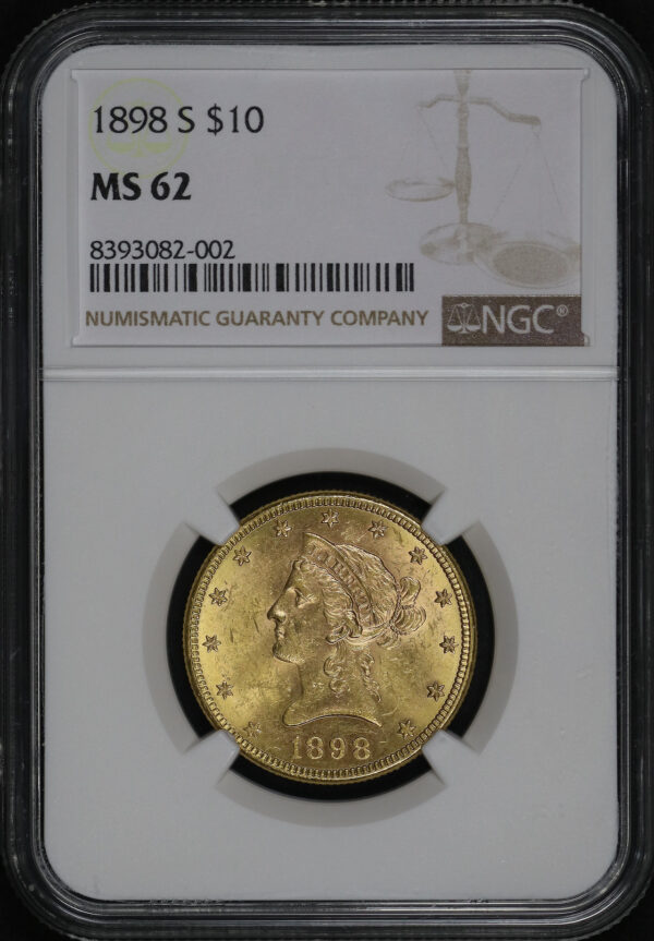 Obverse of this 1898-S Liberty Head $10 NGC MS-62