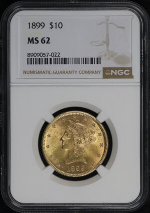 Obverse of this 1899 Liberty Head $10 NGC MS-62
