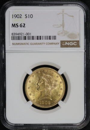 Obverse of this 1902 Liberty Head $10 NGC MS-62