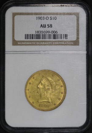Obverse of this 1903-O Liberty Head $10 NGC AU-58