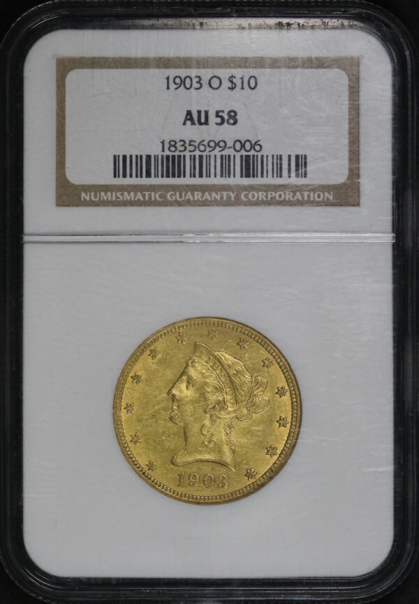 Obverse of this 1903-O Liberty Head $10 NGC AU-58