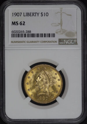 Obverse of this 1907 Liberty Head $10 NGC MS-62