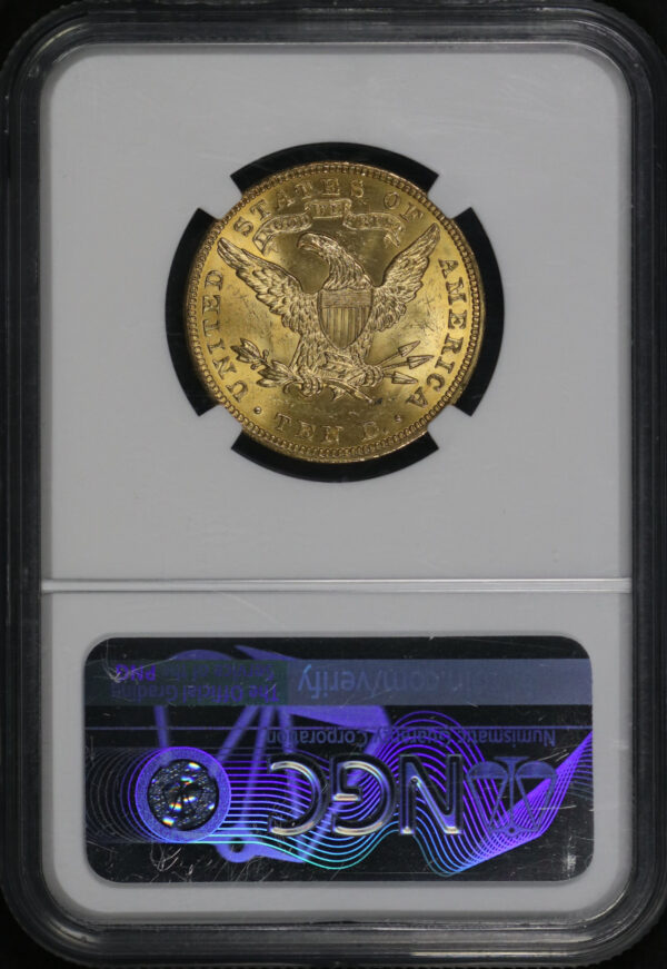 Reverse of this 1907 Liberty Head $10 NGC MS-62