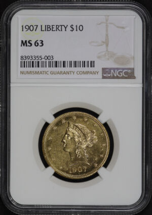 Obverse of this 1907 Liberty Head $10 NGC MS-63