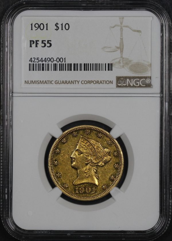 Obverse of this 1901 Liberty Head $10 NGC PF-55