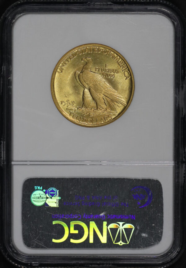 Reverse of this 1907 Indian $10 NGC MS-64