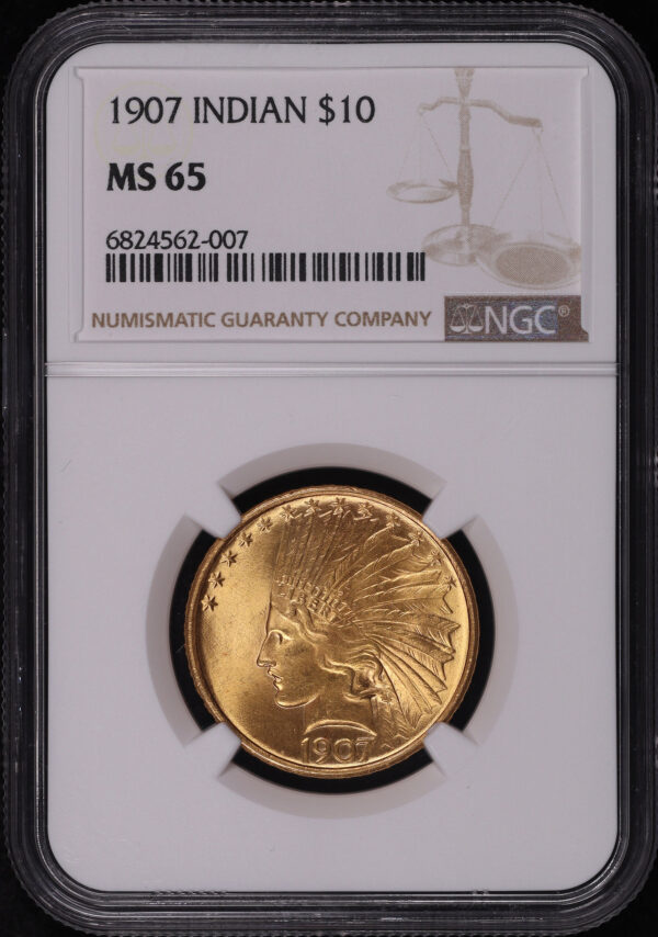 Obverse of this 1907 Indian $10 NGC MS-65