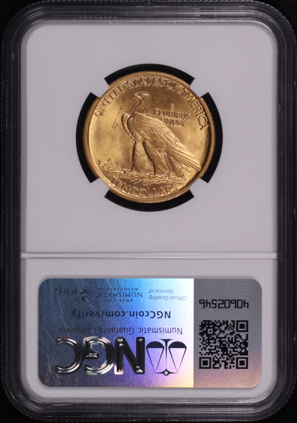Reverse of this 1907 Indian $10 NGC MS-65