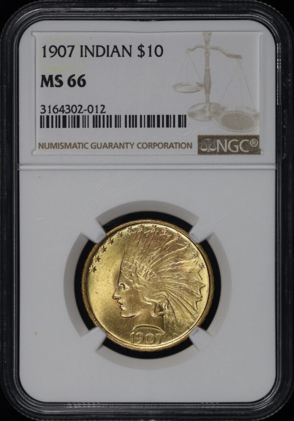 Obverse of this 1907 Indian $10 NGC MS-66