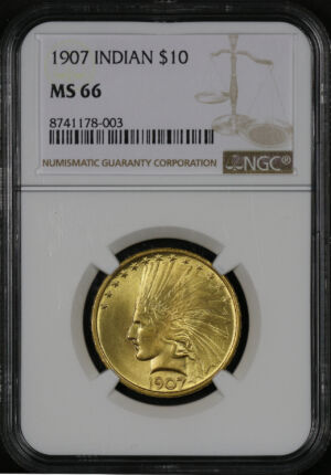 Obverse of this 1907 Indian $10 NGC MS-66