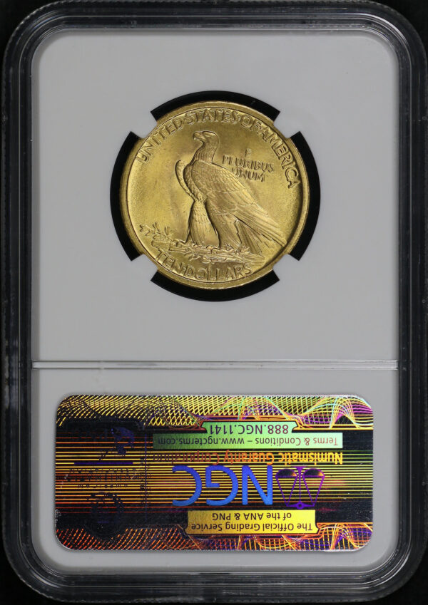 Reverse of this 1907 Indian $10 NGC MS-67