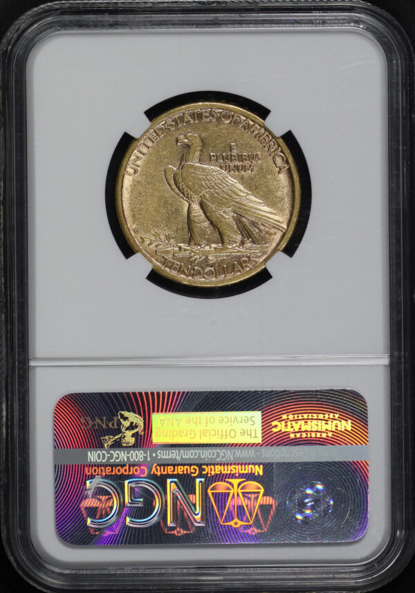 Reverse of this 1908-D No Motto Indian $10 NGC AU-53