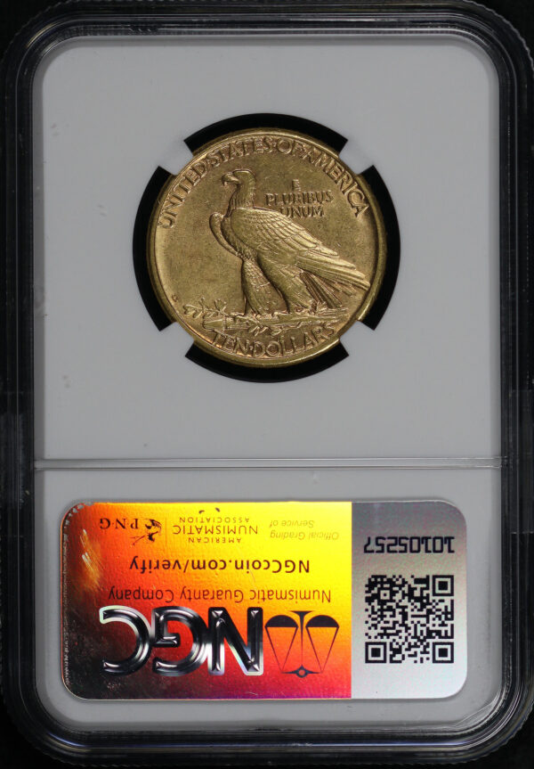 Reverse of this 1908-D Indian $10 No Motto NGC AU-55