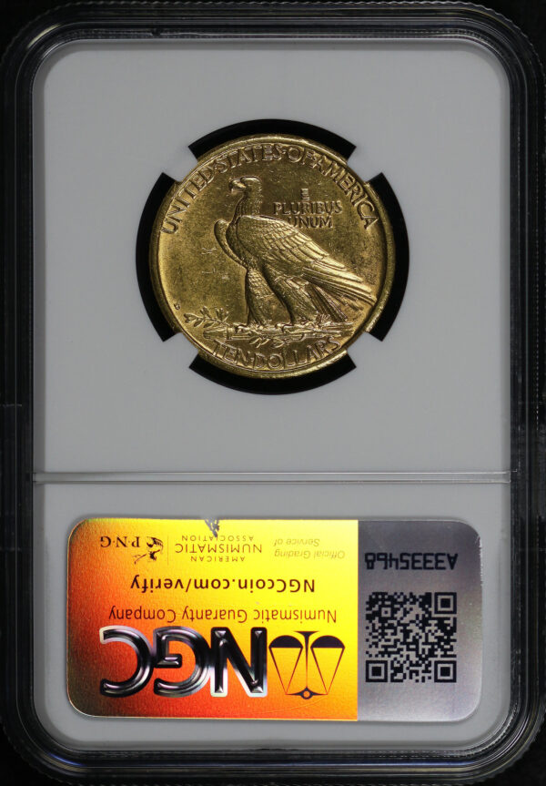 Reverse of this 1908-D D No Indian $10 Motto NGC AU-58