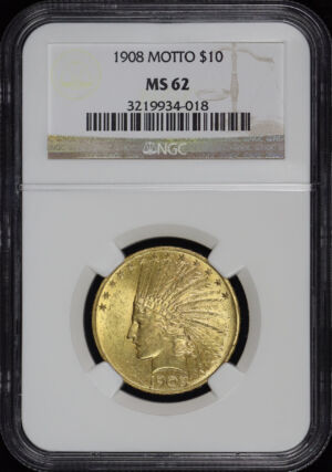 Obverse of this 1908 Indian $10 Motto NGC MS-62