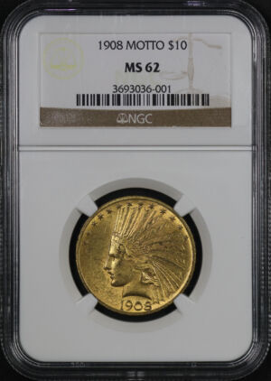Obverse of this 1908 Indian $10 Motto NGC MS-62