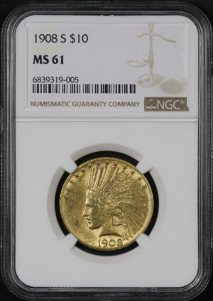 Obverse of this 1908-S Indian $10 NGC MS-61