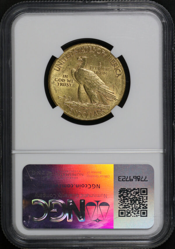 Reverse of this 1908-S Indian $10 NGC MS-61