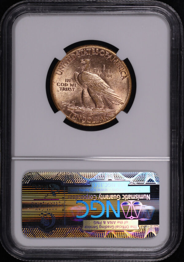 Reverse of this 1908-S Indian $10 NGC MS-62